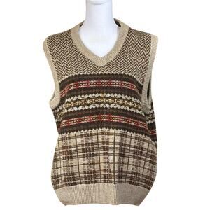 Woods & Gray sweater vest, vintage, Fair Isles, preppy, traditional, earthy‎
